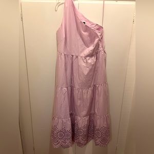 Gap one shoulder dress with pretty eyelet trim